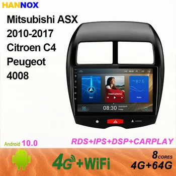 HANNOX 10inch IPS Auto Multimedia GPS Dvd Player Radio Pentru Mitsubishi ASX 2010-2017 Citroen C4 Peugeot 4008 Navigare Stereo BT
