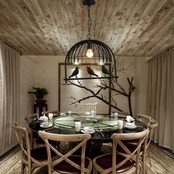 Negru Nordic pasăre lumini dormitor sufragerie pandantiv lampă de bucătărie lampa restaurant cafenea lumina candelabru droplight