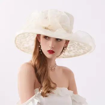 Nou Nunta Pălării de Soare pentru Femei de Seara Elegante, Flori Organza, Paiete Pălărie chapeau de mariage Accesorii de Nunta YSAN610