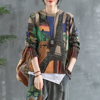 Max LuLu 2019 Iarna Tricotaje Moda Coreeană Pulovere Femei Haine Femei Bumbac Imprimat Pulovere Tricotate Casual, Pulovere Calde