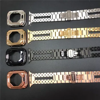 Pentru Apple Watch Band Seria 6/SE/5/4/3/2 Lanț Dublu din Oțel Inoxidabil Curea+TPU Caz 2 in 1 Brățară pentru iWatch 44/40mm 42/38mm