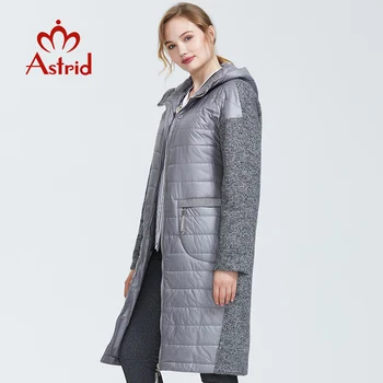 Astrid 2019 Toamna new sosire femei jacheta de lungime mijlocie stil parc cu o capota cald subțire de bumbac jacheta femei haine-1983