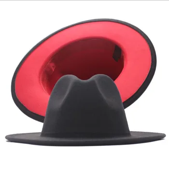 2020 Nou Unisex Cămilă Vin Rosu Mozaic Simțit Jazz Pălărie, Șapcă Bărbați Femei Margine Plat Amestec De Lână Pălării Fedora Panama Trilby Palarie Vintage