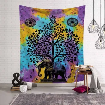 Elefant Indian Copac Mandala Tapiserie De Pe Perete Hippie Tapiserie De Perete Vrăjitorie Boho Decor Psihedelice Pătură De Artă Cortina