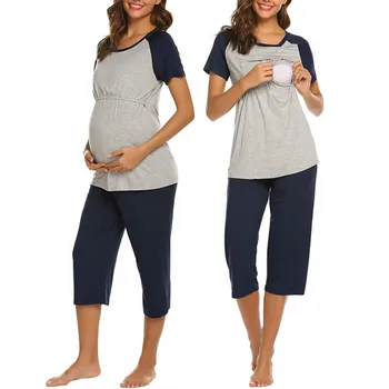 2020 Alăptează Set De Pijama Femei Vara Furoul Pentru Hrănirea Topuri Și Pantaloni De Pijamale Pijama Allaitement Sarcinii Maternitate Haine