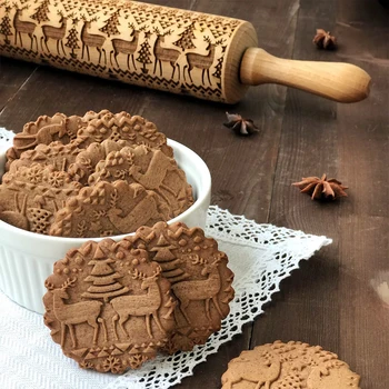 Crăciun Relief Sucitor De Copt Cookie-Uri Tăiței Biscuit Tort Fondant Aluat Gravate Cu Role Reni Fulg De Nea