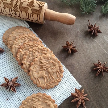 Crăciun Relief Sucitor De Copt Cookie-Uri Tăiței Biscuit Tort Fondant Aluat Gravate Cu Role Reni Fulg De Nea