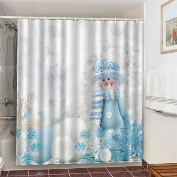 150/180cm Moș Crăciun, om de Zăpadă Imprimate 3D, Perdele de Duș Set Cu Cârlige de Crăciun Acasă Decorare Baie Decrative Perdele