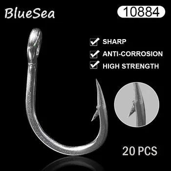 BlueSea 10884 20 Buc/Pachet Din Oțel Inoxidabil Triplu Ajuta Cârlige De Pește Momeală Vie Ponderat Cârlig De Pescuit De Ton Momeala Cerc Cârlige De Pescuit