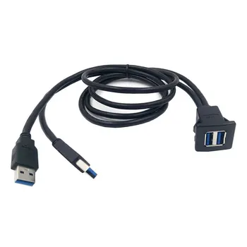 1M/2M Priză Cablu USB 3.0 Auto Flush Mount de sex Masculin la Feminin Cablu de Prelungire Bord Panou Pătrat, Linie Audio pentru Motociclete