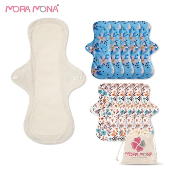 Mora Mona Reutilizabile Menstrual Pad Eco-Friendly Lavabile Bambus Fibre Pad Sanitare Respirabil Femei Pânză Pad 10 Bucati