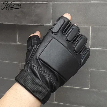 Joolscana Tactice Mănuși pentru bărbați, mănuși fingerless din piele deget și jumătate piele naturala exterior drving de Echitatie de conducere a armatei mănușă de box