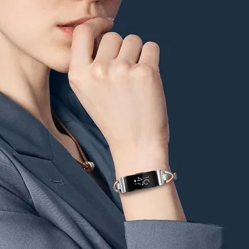 Din Oțel inoxidabil & Stras Diamant Watchband pentru a Inspira Inspira 2 / Inspire HR Ceas Inteligent Trupa de Eliberare Rapidă Curea Brățară