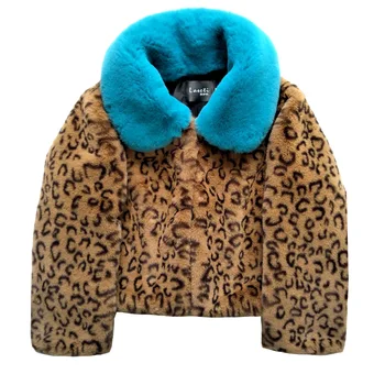 De iarnă de Înaltă Calitate Faux Blana de iepure Rex Haina de Femei de Moda Streetwear Blana de Leopard Sacou Gros Palton Cald Liber de Pluș Straturi