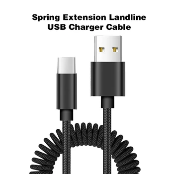 Cablu USB de Primăvară Extensia Fix Încărcător Cablu Pentru iPhone XS 8 7 6 USB de Tip C de Date Micro USB de Încărcare Rapidă Cablu de Telefon Mobil