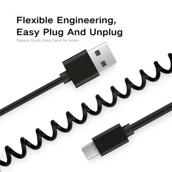 Cablu USB de Primăvară Extensia Fix Încărcător Cablu Pentru iPhone XS 8 7 6 USB de Tip C de Date Micro USB de Încărcare Rapidă Cablu de Telefon Mobil