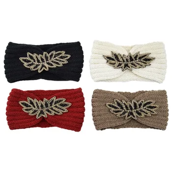 Toamna Iarna Stras Croșetat Țese Bentita Cap Înfășurați Largă de Pălării, Accesorii de Par pentru Femei Floral Elastice Tricotate Turban