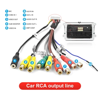 Podofo Stereo al Mașinii Receptor Radio Ieșire RCA Sârmă Aux-in Cablu Adaptor Auto Line Out, Adaptor Subwoofer, Microfon Cablu Adaptor