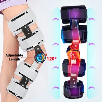 Negru/Gri Grad Medical 0-120 Grade Reglabil Balamale Genunchi Proteză De Picior De Sprijin A Proteja Genunchi Glezna Bretele Daune Ligament Reparații