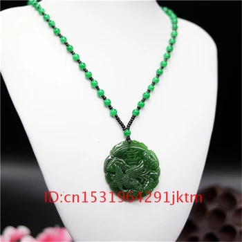 Farmecul Amuleta Mână de Oameni Naturale Phoenix Colier de Jade Moda pentru Femei Sculptate Bijuterii Norocos Chineză Cadouri Pandantiv Jadeit Verde