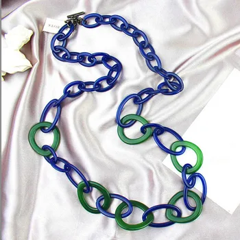 Fishsheep Moda Acrilice Colier Cu Lanț Lung Pentru Femei Rasina Verde Geometrică Cerc Lanț Colier Pandantiv Bijuterii Statement