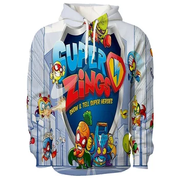 Moda Copii Copii Super Zings 3D cu Maneci Lungi Hoodie Coat Băieți Fete Superzings Imprimate Casual Bumbac Uza haină cu Glugă