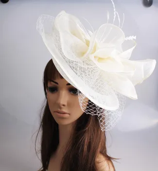 3 Culori Sinamay Petrecere de Nunta Pălării de Păr Palarioare Femei Elegante Derby Ocazie Pălării Pălării Cu Voaluri Benzi MYQ112