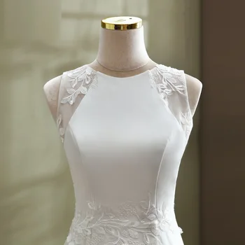 Femei rochie de mireasa o-gât lace de mireasa rochie de mireasa fără mâneci plus dimensiune sirenă rochie de mireasa personalizate albe
