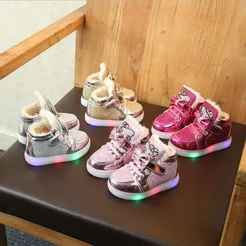 Copii adidași Stralucitoare Cu lumina Printesa pantofi Fete Desene animate pentru Copii pantofi Casual Moda Cald Copiii CONDUS Pantofi Babys Dimensiune 21-30