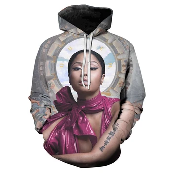 Nicki Minaj 2021 Cântăreț American 3D Imprimate Hanorace Barbati Femei Hip Hop Harajuku Swearshirt O-Gât Bigsize Pulover 2XS-5XL