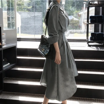 2019 Toamna Coreean Femei Casual Carouri Rochie De La Jumătatea Vițel Imperiul Dintata Rochie De Petrecere Vestidos Drăguț Haine Office Lady Dress