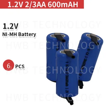 6pcs/lot AA Ni-Cd 1.2 V 2/3AA 600mAH baterie reîncărcabilă baterie NiCd Baterii de încărcare Albastru - Livrare Gratuita