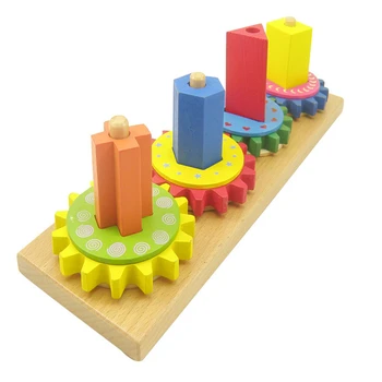 Montessori Devreme De Învățământ Din Lemn Jucarii Bloc Roata Dințată Geometrice Asamblare Blocuri Colorate De Sortare Bord Bloc Situat Meci Jucarii