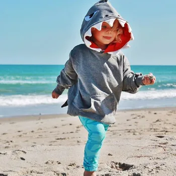 Copilul Tricou Copii Copilul Băieți Rechin Model cu Glugă Topuri Hoodie Jacheta Haina Îmbrăcăminte Casual, 1-6M