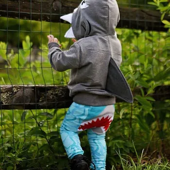 Copilul Tricou Copii Copilul Băieți Rechin Model cu Glugă Topuri Hoodie Jacheta Haina Îmbrăcăminte Casual, 1-6M
