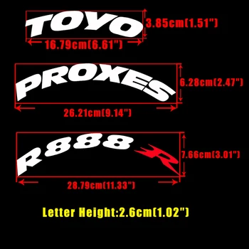 8Pcs/Lot de Anvelope Auto Decor Stickere Auto Tuning Universal 3D Permanent PVC s-a Alăturat Anvelope Decor Autocolant Eticheta Scrisori pentru PROXES