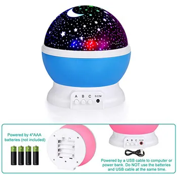 Cadouri pentru Copii de rotație Stele Cerul Înstelat LED Lumina de Noapte Proiector Luna Baterie Lampă de alimentare USB Dormitor Lampa de birou Lampa de Proiecție