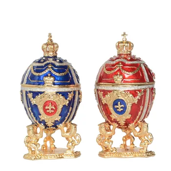 New sosire rusă MINI ou w leu caseta de bijuterii ou de Paște bejeweled breloc cutie de metal de masă de colectie cadouri