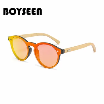 BOYSEEN Brand de Bambus Picior Film Color ochelari de Soare Barbati Classic Piața Globală Obiectiv Plat de Moda Retro Femei ochelari de soare 1580