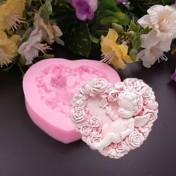 3D Rose Angel Forma de Silicon Tort Mucegai Diy Ciocolata Fondant Matrite Sapun Forma de Bomboane Tort de Decorare