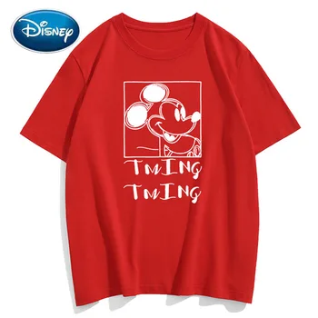 Disney Moda Chic Mickey Mouse Scrisoare De Desene Animate De Imprimare Cuplurile Unisex Femei T-Shirt Bumbac Tee Maneci Scurte O-Gât Topuri 10 Culori