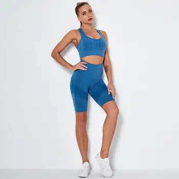 Femeile de Fitness Seturi fără Sudură pantaloni Scurți Sus Căptușit Sutiene de Yoga ti se Potriveste 2 buc Sport Purta Set de Antrenament de Funcționare Haine Sport Haine,LF189