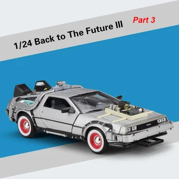 1/24 Scară de Metal Aliaj Masina de turnat sub presiune Model Partea 1 2 3 Mașină a Timpului DeLorean DMC-12 Model de Jucărie Înapoi în Viitor Collecection