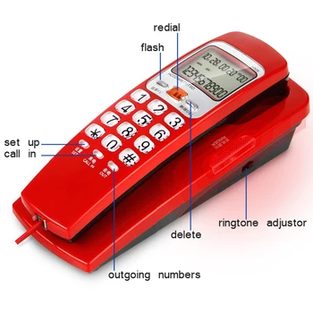 Mini Telefon fix agățat de perete extensie Mic Telefon fix telefon acasă birou, masa de birou, de perete portabil alb rosu albastru