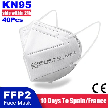 40 de Piese KN95 Mascarillas CE FFP2 Facial Masca de Fata 5 Straturi de Filtrare de Protecție de Îngrijire a Sănătății Respirabil 95% Gură-Mască Pentru Față