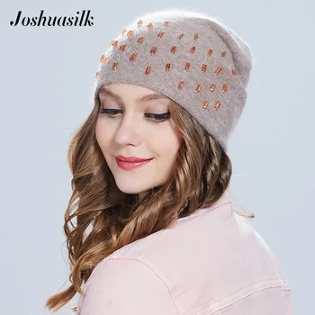 Joshuasilk Noi Femei Toamna Iarna Angora Tricotate Pălărie Cald Moda Bijuterii