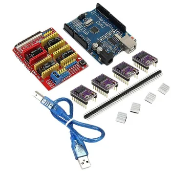 CNC Scut placă de Expansiune + R3 Bord + 4 X DRV8825 Driver + Cablu USB Kit-ul Pentru Arduino Imprimantă 3D