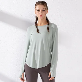 Antibom Fitness T-shirt Liber Maneca Lunga Yoga Tricou Respirabil Sport Execută de Sus de Îmbrăcăminte Spatele Gol Femei Sport Degetul mare Gaura