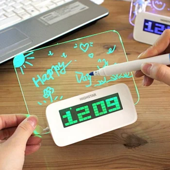 Ceas cu Alarmă Digital cu LED Despertador Fluorescente Cu un Mesaj de Bord Multifuncțional Luminos Ceas de Masa Cadou Poate Scrie și desena