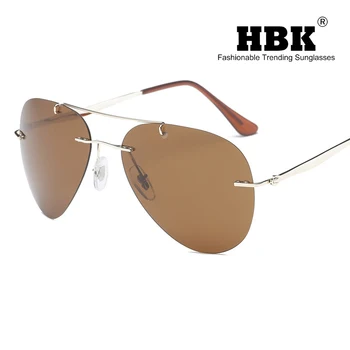 HBK 2019 fără ramă Pilot Polarizat ochelari de Soare Ultralight fără ramă de Conducere Pilot ochelari de Soare Oculos De Sol UV400 Cadou PM0077
